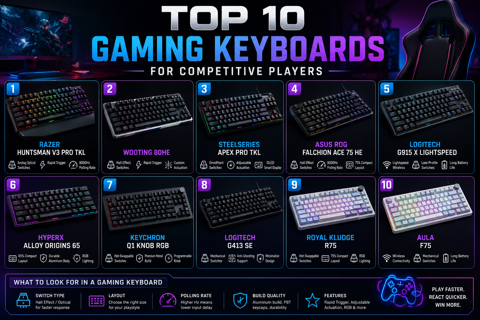 Top 10 Gaming Keyboards for Competitive Players in 2026