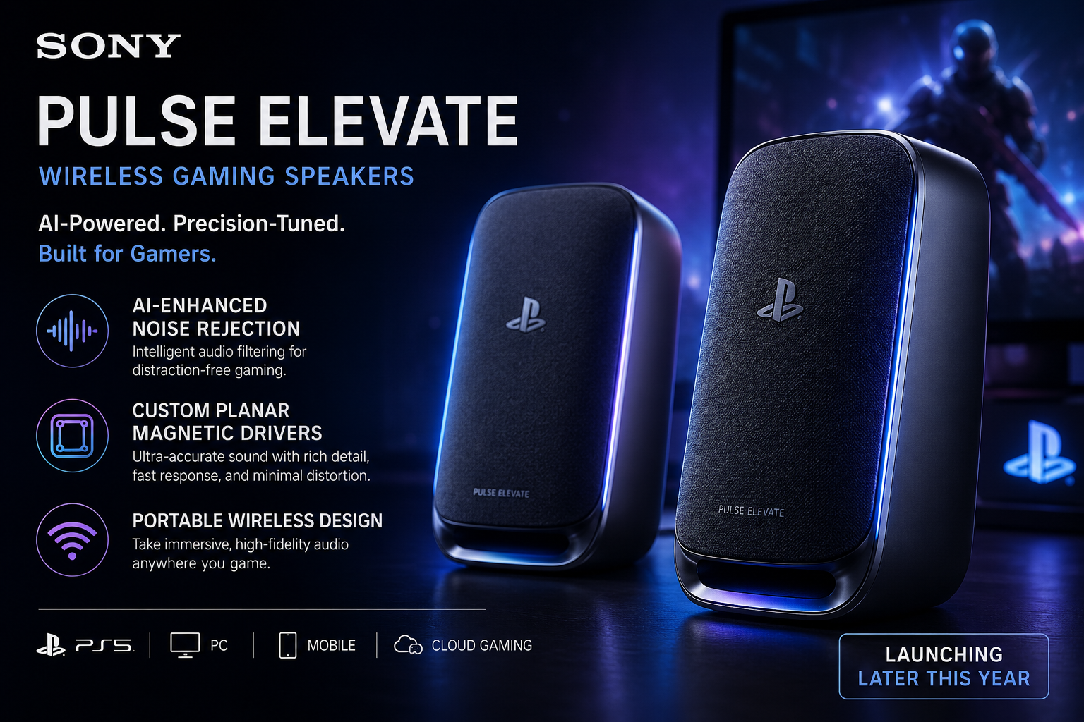 Sony Pulse Elevate Wireless Gaming Speakers: AI Audio & Planar Magnetic Drivers
